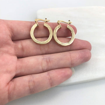 18K Gold Layered Oro Laminado 20 mm Twisted Hoops Wholesale 21.0127